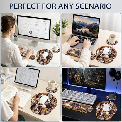 Wrist Rest Mouse Pad and Keyboard Support Set,Cute Dog 3 in 1 Ergonomic Memory Foam Mousepad with Non Slip Base, Gaming Mouse Pad for Office and Home - color: Cute Dog