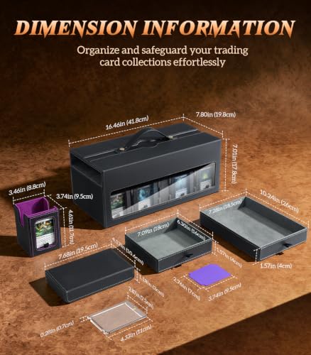 TiMOVO MTG Commander Deck Box, 11-in-1 Modular for TCG/PTCG, Black Rainbow | 8-Deck Card Storage Case and 3 Dice Trays, Holds 1760+ Single-Sleeved Cards, Display Window, Carry handle - color: Black Rainbow