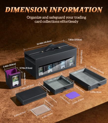 TiMOVO MTG Commander Deck Box, 11-in-1 Modular for TCG/PTCG, Black Rainbow | 8-Deck Card Storage Case and 3 Dice Trays, Holds 1760+ Single-Sleeved Cards, Display Window, Carry handle - color: Black Rainbow