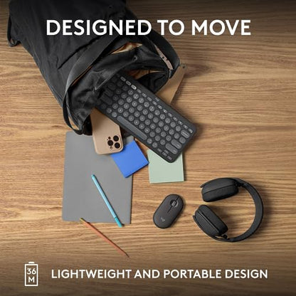 Logitech Pebble Keys 2 K380s, Multi-Device Bluetooth Wireless Keyboard with Customizable Shortcuts, Slim and Portable, Easy-Switch for Windows, macOS, iPadOS, Android, Chrome OS - Tonal Graphite - color: Graphite