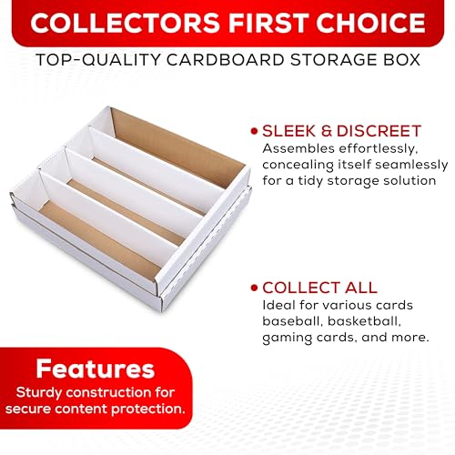 Collector's First Pick Premium 3200 Count Storage Box 4 Row Monster - 200 Pound Test Strength - Trading Card Cardboard Box For Football, Basketball, Baseball & Gaming Cards - 1 Box - MADE IN THE USA