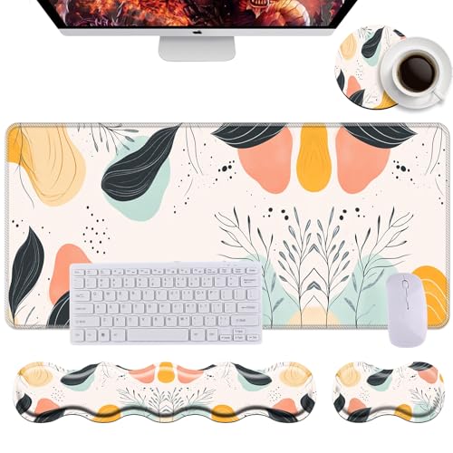 Keyboard Wrist Rest+Mouse Wrist Pad+Desk Pad Set,Memory Foam Ergonomic Easy Typing Pain Relief for Computer Laptop Office Home - Abstract Geometric Pattern - color: Abstract Geometric Pattern