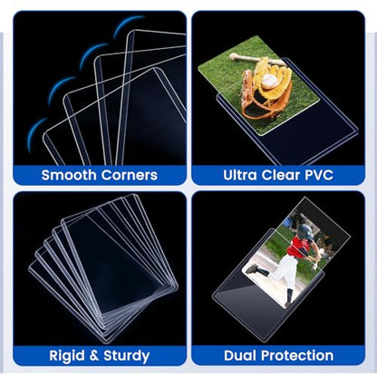 Sooez 18 Card Sleeves Hard Plastic Card Holder for Trading Card 3"x4", 35PT | for Baseball Card, Rigid Card Protector, Penny Sleeves for Collectible Game Cards, Premium Standard Size Sports Football Card - size: 18 Hard Sleeves