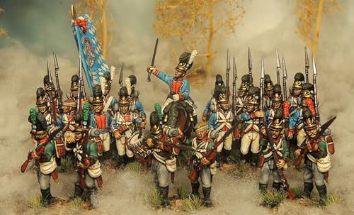 Wargames Delivered - Victrix Bavarian Infantry 1809 Set with Bonus Miniature STL Download - 58 Highly Detailed 28mm Miniatures with Mounted Colonels for Wargaming & Tabletop Strategy Games