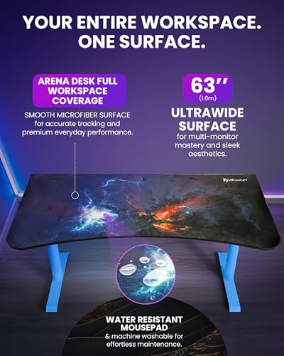 Arozzi Arena Gaming Desk Pad D012 | Full Desk Mouse Pad, Washable Desk Mat, Anti-Slip Rubber Base, Water-Resistant Surface - color: D012