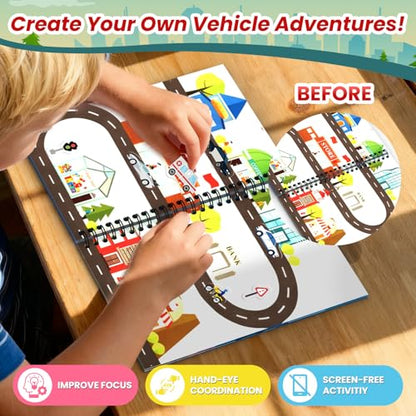 Cars Reusable Sticker Book for Toddlers, DIY Make-a-face Jelly Stickers | Make A Face & Scene Decoration Play, Washable and Reusable Jelly Stickers, Portable Travel Friendly, Airplane Trip Essentials - style: Car
