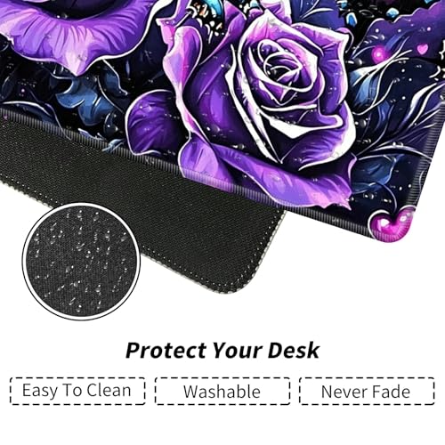 Purple Rose and Butterflies for MTG & TCG Playmat Mouse Pad,BFDHGQZC 24" x 14" Game Mat for MTG/RPG/CCG Trading Card Game Playmats Table Mat Perfect for Card Games Video Games Computer Office - color: Purple Rose and Butterflies