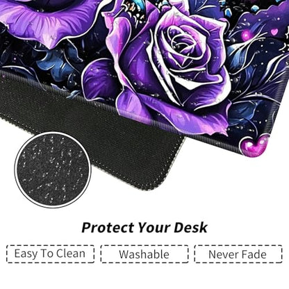 Purple Rose and Butterflies for MTG & TCG Playmat Mouse Pad,BFDHGQZC 24" x 14" Game Mat for MTG/RPG/CCG Trading Card Game Playmats Table Mat Perfect for Card Games Video Games Computer Office - color: Purple Rose and Butterflies