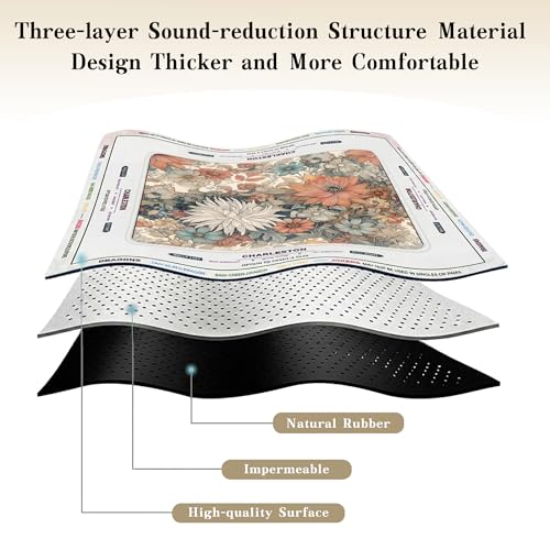Crease-Free Mahjong Mat with Rules American Mah Jongg Mats with Portable Bag Noise Reduction Non-Slip Table Cover 31.5*31.5in Large Waterproof Neoprene Pad For Poker Board Mah Jong Game Card Mahjongg - color: Orange Dahlia