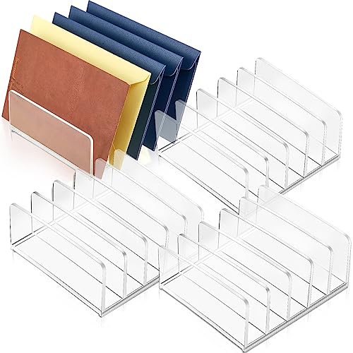 Geetery 4 Pcs Acrylic Cash Tray for Cash Stuffing Mail Sorter Organizer Clear Desk Envelope Organizer for Sorting Mail Envelope Bill Business Card Eyeshadow Palette(5 Slot) - size: 5 Slot