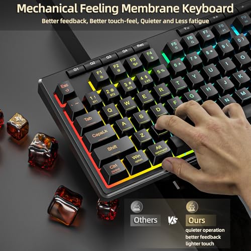 Redragon K517 Pro Wireless Gaming Keyboard, RGB Backlit, Tri-Mode BT/2.4GHz/USB-C, Mechanical Feel 94 Keys Computer Keyboard with 4 Macro Keys, Number Pad, 4000mAh Battery for Win/MAC - color: Black-W