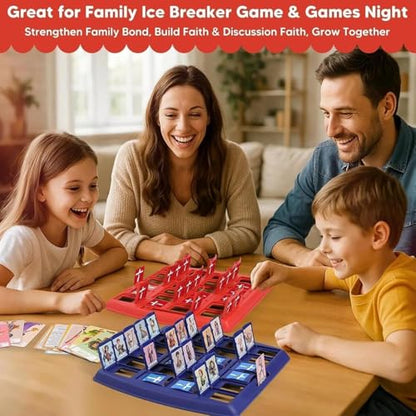 Bible Guesses Who Game, Who Am I Board Games for Family, 24 Holy Characters with Scripture & Life Story Cards, Christian Religious Trivia for Sunday School Youth Group Gift