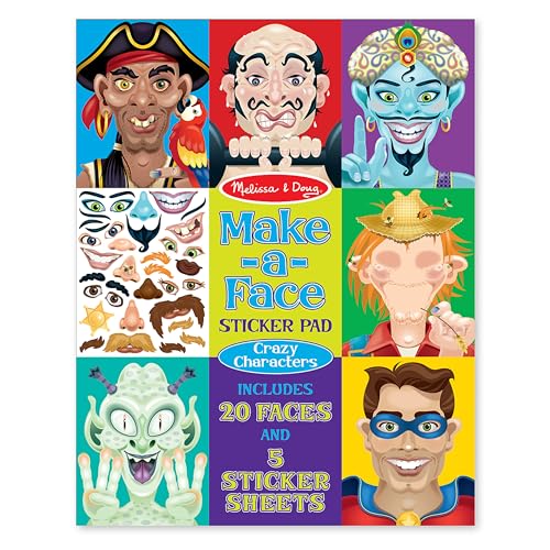 Melissa & Doug Make-a-Face Sticker Pad - Crazy Characters, 20 Faces, 5 Sticker Sheets