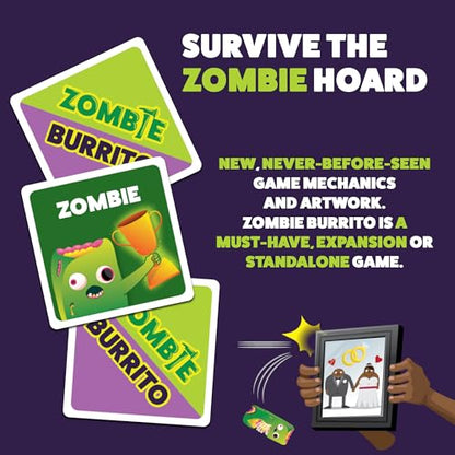 Exploding Kittens Zombie Burrito 3-6 Players, Age7+ Dodgeball Card Game | Zombies vs Survivors! Collect matching cards, use special powers, and throw squishy burritos to win team battles. - size: 9 inches x 10 inches x 3 inches, style: Zombie Burrito