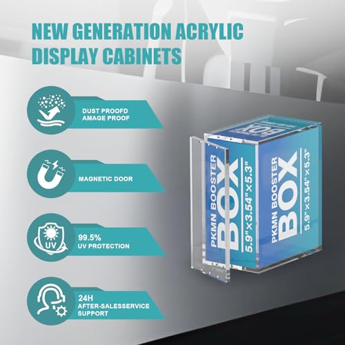 Booster Box Acrylic Case with Magnetic Closure, 5mm Thick Stackable Display Protector Storage Box for PKMN Card Game Booster Box Collection (3 Pack - size: PKMN Booster Box Case