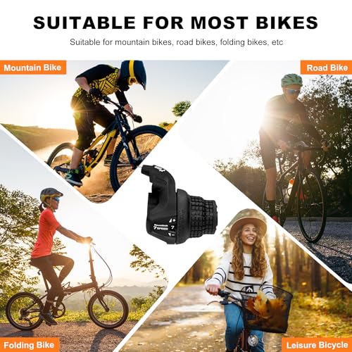 Bike Gear Shifters 7 Speed, Bicycle Revoshift Right SL-RS25-7R 7 Speed Shifter Bicycle Twist Grip Thumb Gear Shifter for MTB Folding Mountain Bike - size: RS25-7R