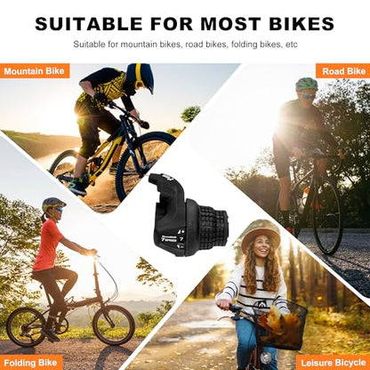 Bike Gear Shifters 7 Speed, Bicycle Revoshift Right SL-RS25-7R 7 Speed Shifter Bicycle Twist Grip Thumb Gear Shifter for MTB Folding Mountain Bike - size: RS25-7R