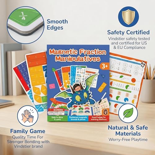Magnetic Fraction Tiles Circles Playbook Homeschool Math Manipulatives | STEM Educational Games, Visual Learning Tools, Elementary Classroom Activities, Addition Subtraction Aids, Gifts for Boys