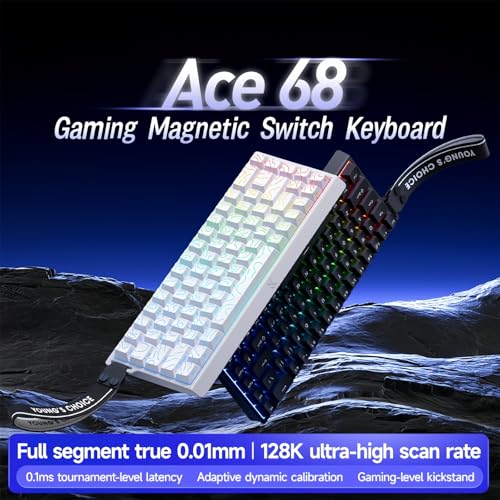 MCHOSE ACE 68 Magnetic Switch RGB Gaming Keyboard,60% Hall Effect Rapid Trigger Adjustable Actuation Hot Swappable Wired Mechanical Keyboard 8K Hz Polling Rate for PC/Mac Gamer (Black) - color: Black-Blue Ice Magnetic Switch