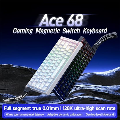 MCHOSE ACE 68 Magnetic Switch RGB Gaming Keyboard,60% Hall Effect Rapid Trigger Adjustable Actuation Hot Swappable Wired Mechanical Keyboard 8K Hz Polling Rate for PC/Mac Gamer (Black) - color: Black-Blue Ice Magnetic Switch