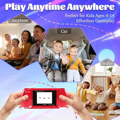 Red Handheld Game Console, 74 Built-in 8-Bit Games | Portable game player with 74 retro games, 2.4" Screen, USB rechargeable battery, fun gift for kids and families - color: Red