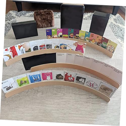 Mobestech Wooden Playing Card Holder Practical Game Cards Organizer Stand for Easy Storage for Poker and Family Games Wooden Base