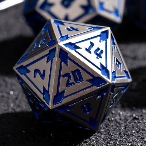 UDIXI Metal DND Dice Set D&D RPG Dice Set for Tabletop Games (Nickle) | 7-Pieces, Lozenge Pattern, Zinc Alloy Material, Gorgeous Gift Case, DM Gift, for Dungeons and Dragons Role Playing Games - color: Nickel