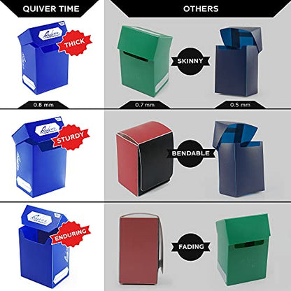 Quiver Time Blue Trading Card Deck Block & Card Sleeves Bundle Fits Magic: The Gathering Cards & Other TCG - 80+ Standard Deck Box with 2 Dividers and 100 Artemis Blue Sleeves (66 x 93 mm) | 1 deck box 80+ with 2 dividers and 100 Artemis blue sleeves (66