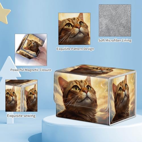 for MTG Commander Deck Box,Card Deck Box for Trading Yugioh MTG,Fits 100 Double Sleeved Cards,PU Leather Strong Magnet Case for Magic Commander TCG CCG,Cute Cat - color: Cute Cat
