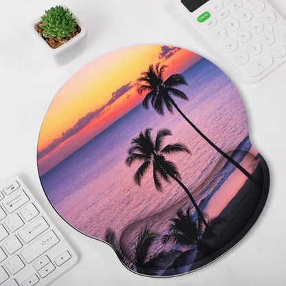 KONVINIT Ergonomic Mouse Pad with Wrist Rest, Small Mousepad with Non-Slip Rubber Base and Smooth Surface, Sunset Mouse Pads for Desk, Office Desk Accessories - color: Sunset