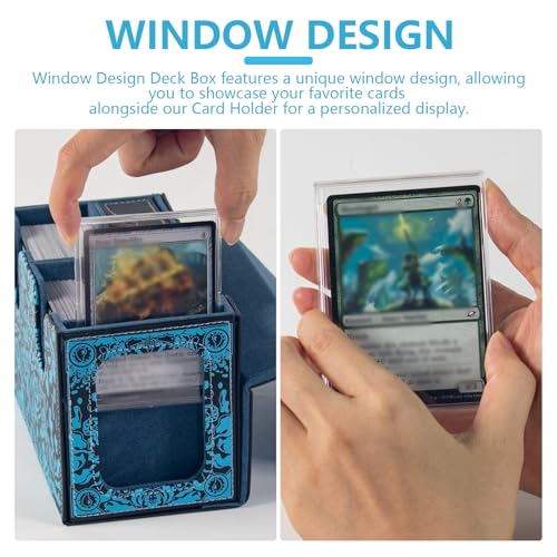 MTG Commander Deck Box with Dice Tray Card Deck Box Fits 160 Double Sleeved /200 Single Sleeved trading Cards, TCG deck box with 6 DICE 1Acrylic Dividers 1 Card Holder (Water) - color: Water