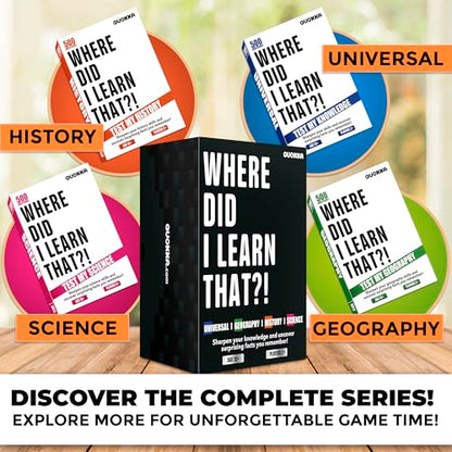 Trivia Card Games for Adults — Family Board Games for Teens and Adults | 500 Geography Questions Trivia Cards with Answers – Fun Party Game for Family Game Night - color: 5. Geography