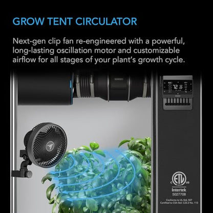 AC Infinity CLOUDRAY S6 Grow Tent Clip Fan 6” | Redesigned Long-Life EC Motor, 10 Dynamic Wind Speeds, 10-Level Oscillation, IP-54 Weatherproof for Hydroponic Cooling - size: 6", Auto Oscillation