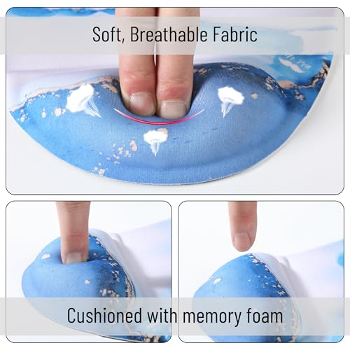 Mr. Pen- Ergonomic Mouse Pad with Wrist Rest, Glacial Blue Marble Design | Breathable Fabric with Memory Foam Cushion, Non-Slip Rubber Base, Gel Mouse Pad with Wrist Support - color: Glacial Blue Marble