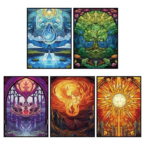 UAONO MTG Card Sleeves 500ct - Five Colors - Art Card Sleeves Deck Protector, Clear Front & Matte Textured Back, Sleeves for Magic The Gathering - color: Five Colors - 500ct