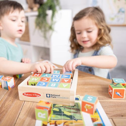 Melissa & Doug National Parks Alphabet & Animals 24-Piece Cube Puzzle (Everglades, Arches, Yellowstone) - FSC Certified