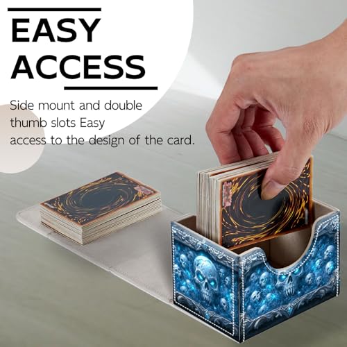 Trading Card Storage Box, Holds 100+ for MTG Cards, PU Leather with Magnetic Closure, Frost Skulls in Enchanted Frame Durable Deck Box for Magic the Gathering, Trading Card Games - color: Frost Skulls in Enchanted Frame