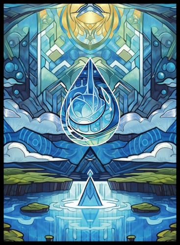 UAONO MTG Card Sleeves 100ct - Island - Art Card Sleeves Deck Protector, Clear Front & Matte Textured Back, Sleeves for Magic The Gathering, Basic Lands Series - color: Island