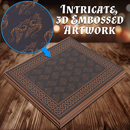 CASEMATIX DM Screen Faux Leather 8-Panel Deluxe GM Screen - Eight Panel Folding Game Master Screen with 2 Swinging Panels and Wet Erase Pockets for TTRPGs, Inserts Not Included, Brown - color: Brown