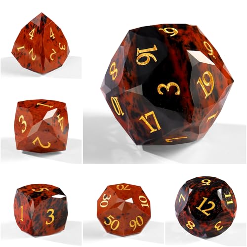 Unique Gemstone Dice Set 7PCS, Handmade Natural Stone Polyhedral DND Dice with Premium Gift Case for Board Game Lovers Birthday Gift - color: Zs-hh