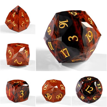 Unique Gemstone Dice Set 7PCS, Handmade Natural Stone Polyhedral DND Dice with Premium Gift Case for Board Game Lovers Birthday Gift - color: Zs-hh