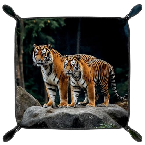 Dice Trays Tiger Holder Storage Box for Dice Games Like RPG DND, Leather Dice Holder Portable Folding Rolling Dice Tray, 16x16cm - color: Multi 9
