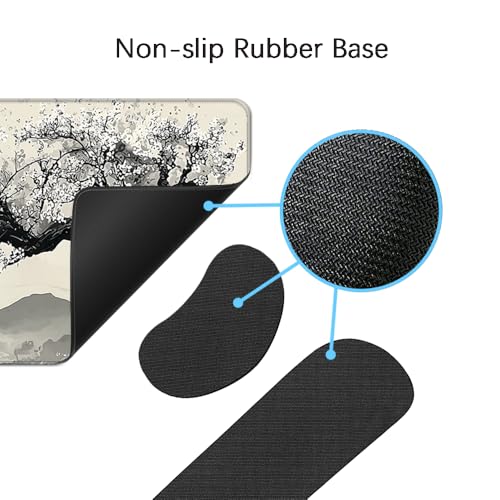 Desk Mat, Large Gaming Mouse Pad with Wrist Rest, 4 in1 XXL Mouse pad+Keyboard Wrist Rest+Mouse Pad Wrist Support+Cup Coaster Set, Ergonomic Desk Pad for Home Office, Japanese Cherry - color: Japanese Cherry Blossoms