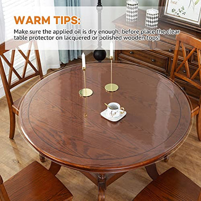 50 Inch Round New Clear Dining Room Tablecloth Dia PVC Plastic Table Cover Protector Waterproof Heat Resistant Easy Clean Clear Vinyl Table Pad Mat for Wood Marble Glass Furniture Tabletop 1.5mm Thick