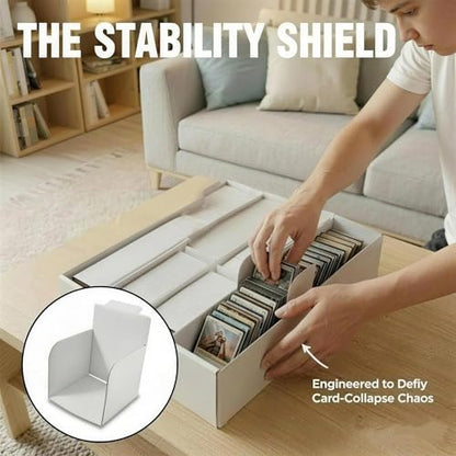 Card Storage Bbox, 4 Row Card Box for Standard Card with Card Stoppers 4Pcs | 4 Row Cardboard Storage Box for Standard Card Laminated Cardboard Surface Card Stopper - size: 4 Pack