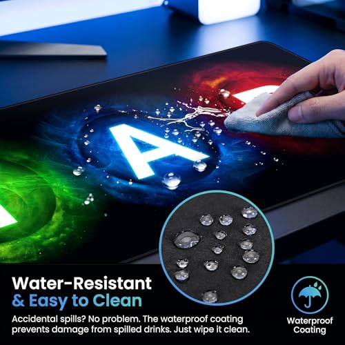 Gamepad Button Big Mouse Pad Large, Gaming Controller‌ Mouse Pad Desk Pad, Long Computer Keyboard Mouse Mat Mousepad with Non-Slip Base and Stitched Edge for Gaming and Office (XYAB, 35.4" x 11.8") - color: XYAB, size: 35.4L x 11.8W inches