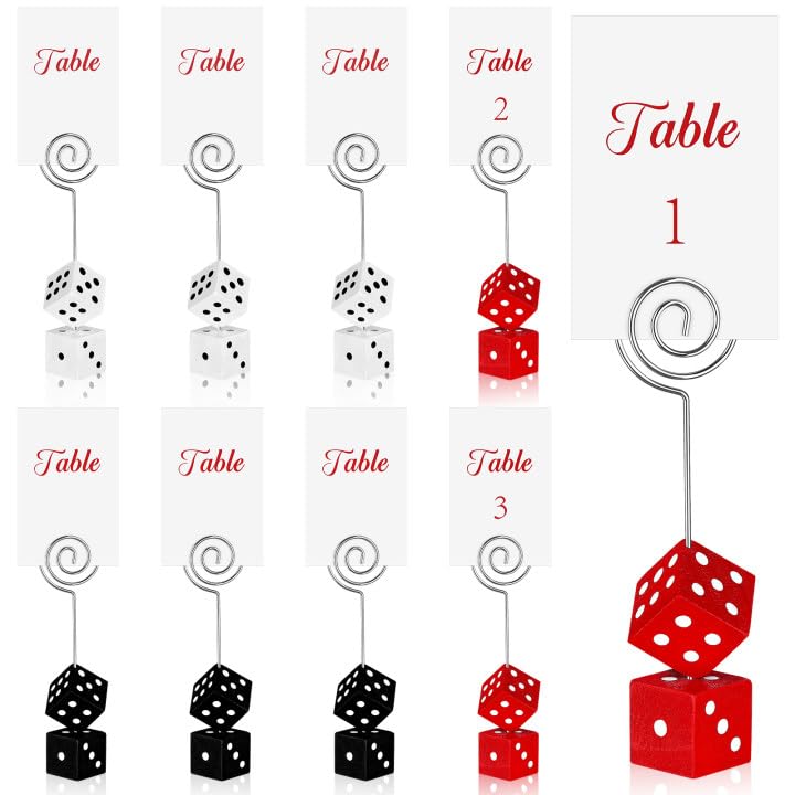 9 Sets Bunco Dice Table Number Stands Table Number Cards with Table Number Holders Dice Place Card Holders Bunco Game Kit for Casino Game Night, Party Favors