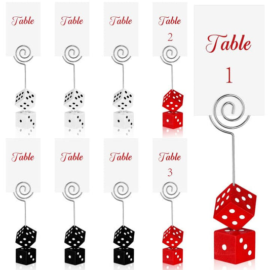 9 Sets Bunco Dice Table Number Stands Table Number Cards with Table Number Holders Dice Place Card Holders Bunco Game Kit for Casino Game Night, Party Favors
