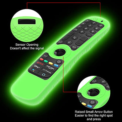 Silicone Case for LG AN-MR21GA / AN-MR21GC 2021 Remote Control [Shockproof] Anti-Slip Protective Cover for LG MR22GA MR22GN MR23GA MR24GN Magic Remote Case Sleeve Holder Protector Skin (Glow Green) - color: Glow Green
