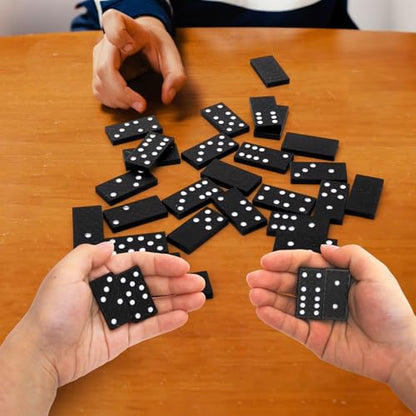 Noamus 30 Pack Mini Wooden Dominoes Set, Double 6 Dominos Game with Wood Case&Instructions, Bulk Domino Party Favor, 28 Tiles Domino Travel Box Set, Miniature Classic Board Activity for Adults